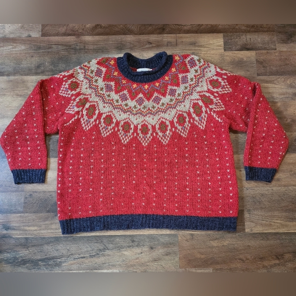 Claudia D. Women's Vintage Red Turtleneck Wool Blend Pullover Sweater Size XL